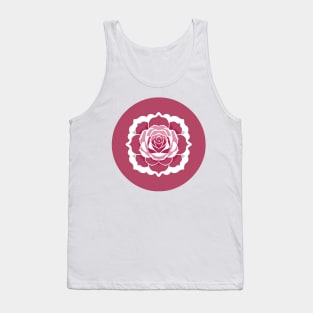 Circular rose design with pink petals and green leaves Tank Top